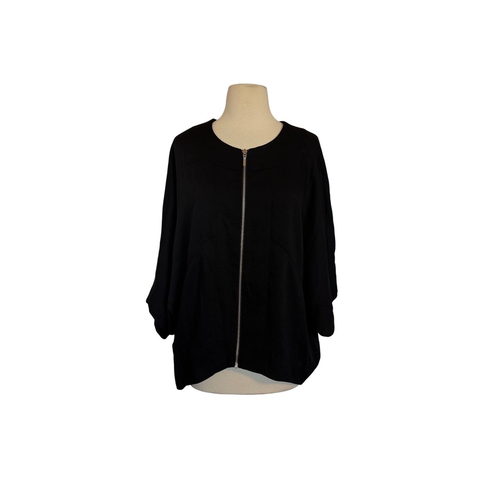 Cartonnier Anthropologie Black Batwing Zip Front Jacket Minimalist Size Large